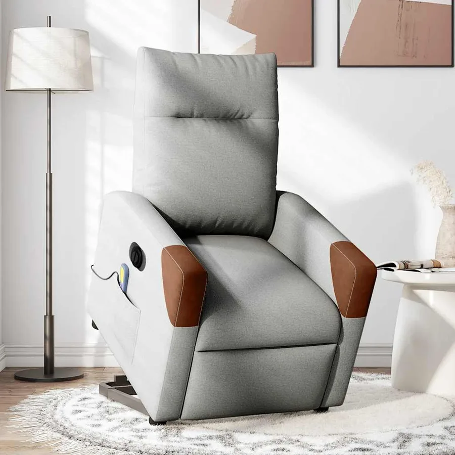 Fauteuil inclinable de massage électrique gris nuage tissu - 2