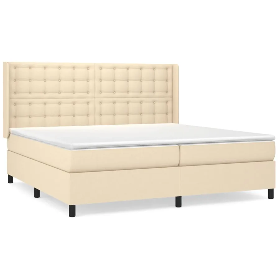 Sommier à lattes de lit avec matelas Crème 200x200 cm Tissu - 2