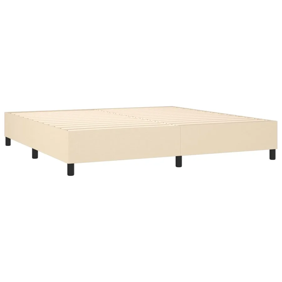 Sommier à lattes de lit avec matelas Crème 200x200 cm Tissu - 4