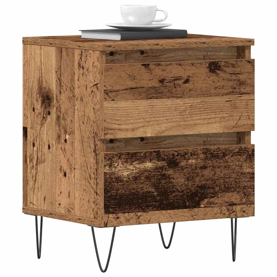 Cabinet de chevet avec tiroir 2 pcs Bois ancien 40 x 35 x 50 cm - 3