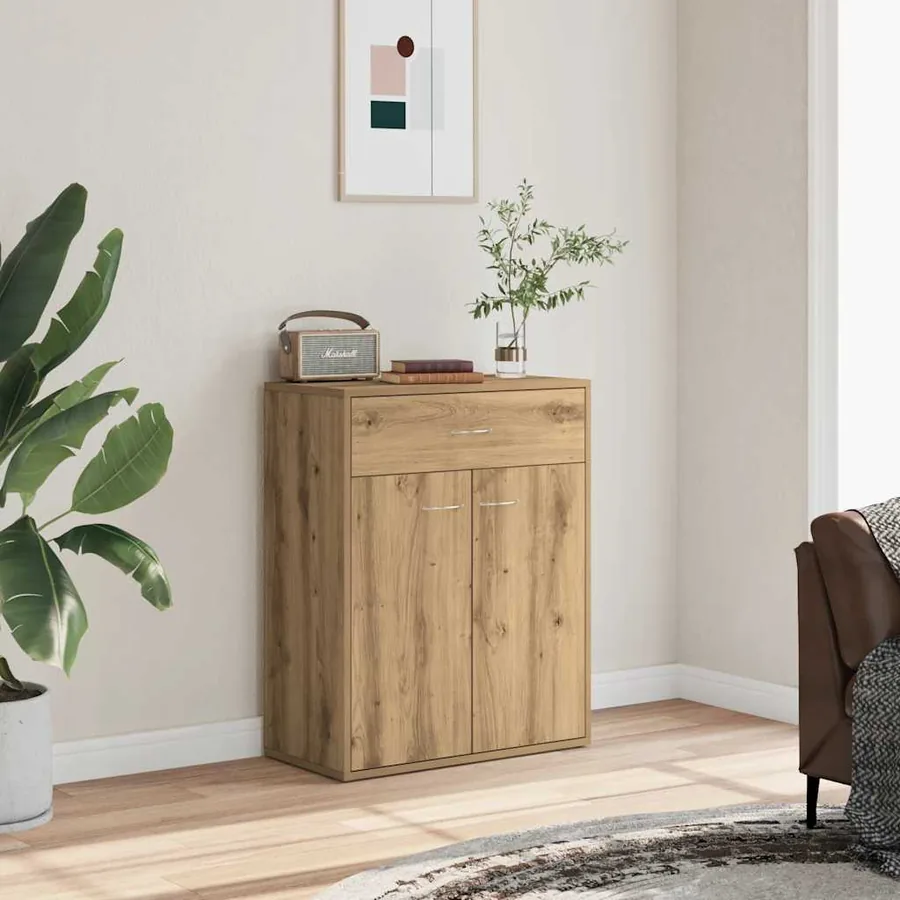 Buffet chêne artisanal 60x30x75 cm bois d'ingénierie