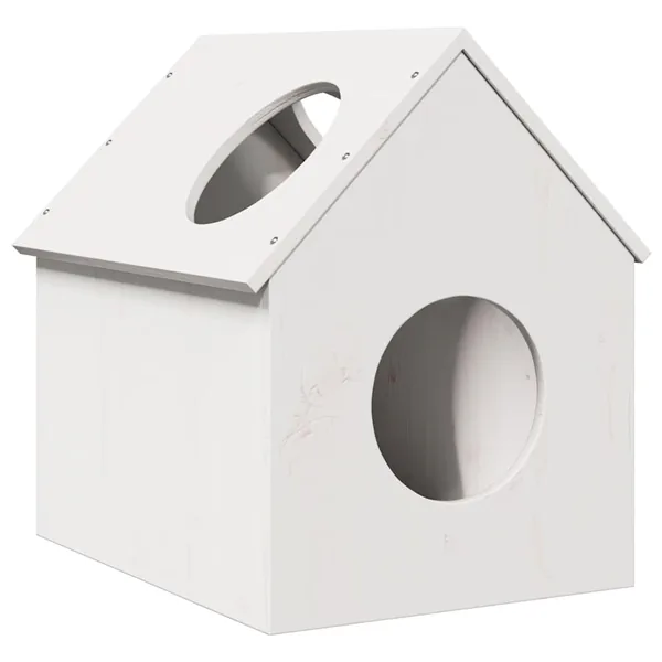 Maison pour chat blanc 41x50x50 cm bois de pin massif
