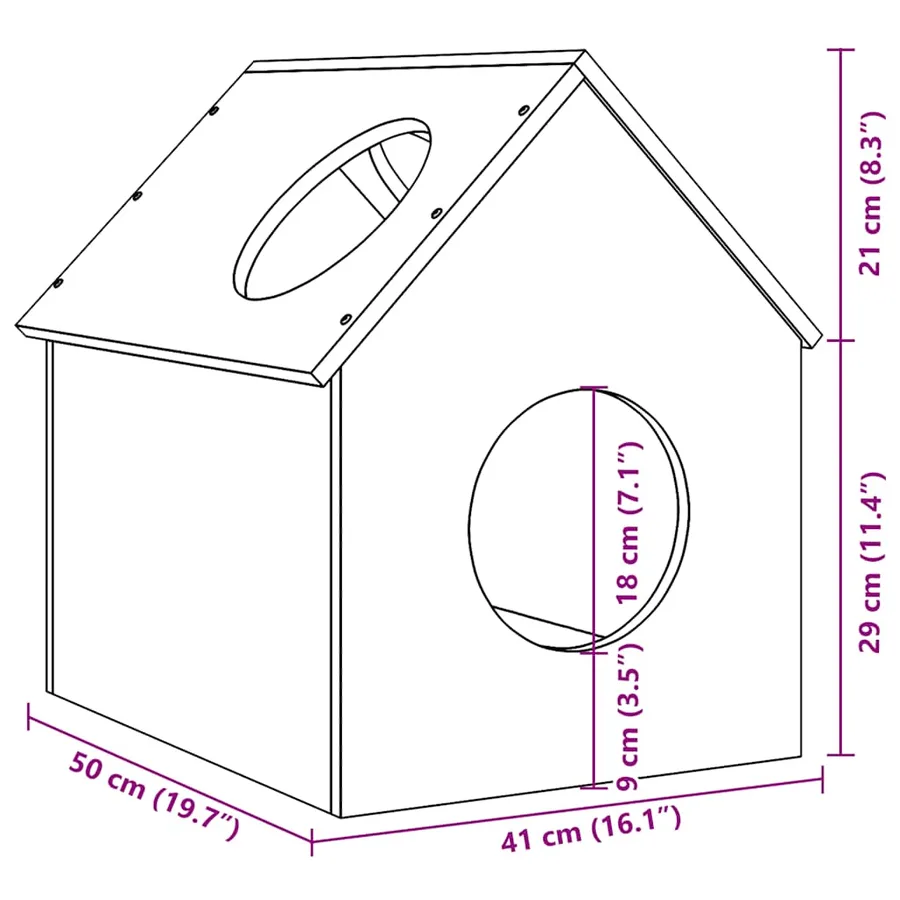 Maison pour chat blanc 41x50x50 cm bois de pin massif - 7