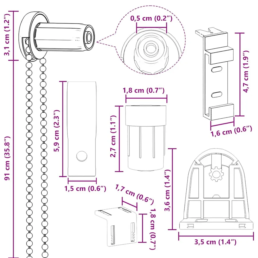 Raccords de store enrouleur 19 pcs 18 mm - 8