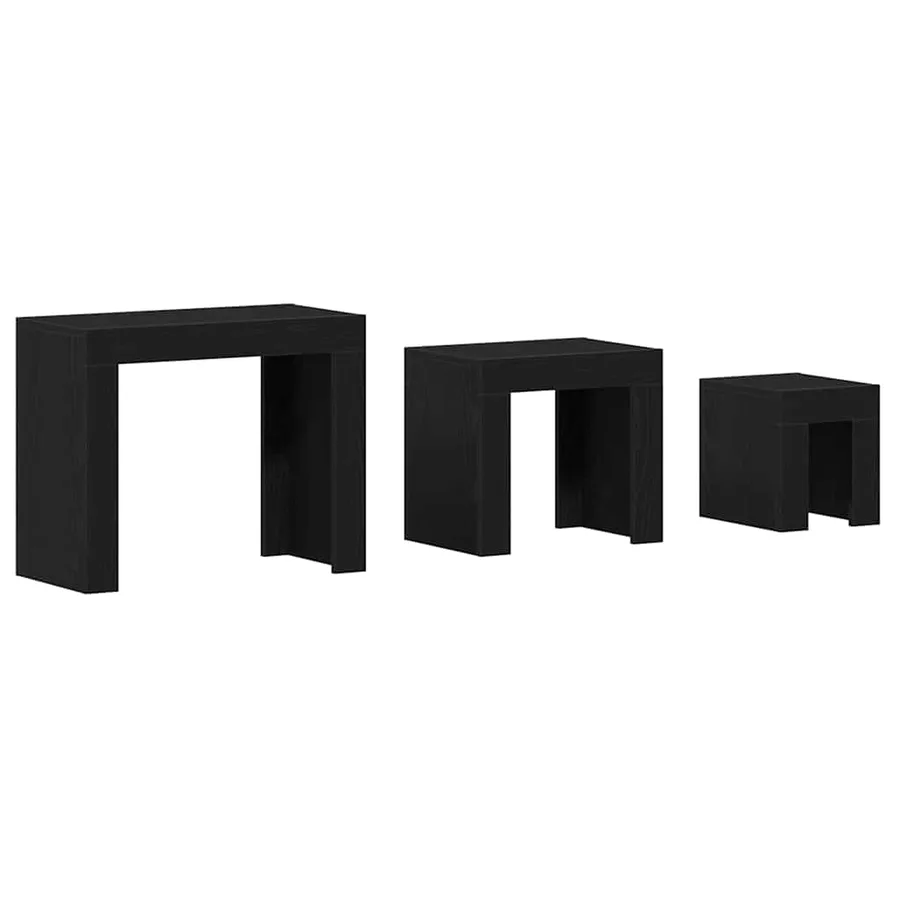 Tables gigognes 3 pcs Chêne noir Bois d'ingénierie - 2