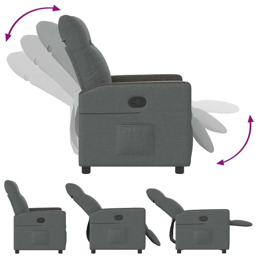 Fauteuil inclinable en tissu gris foncé - 6