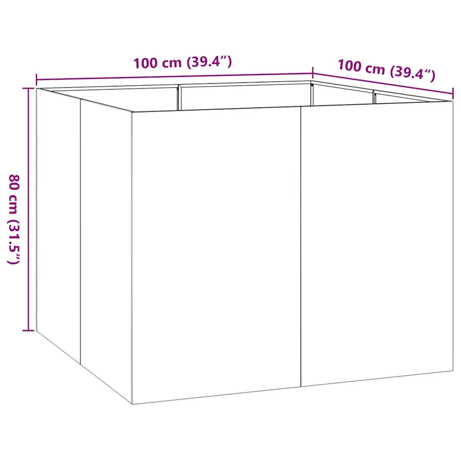 Jardinière rouillé 100x100x80 cm acier inoxydable - 11