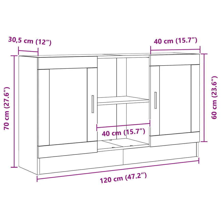 Buffet Chêne noir 120 x 30,5 x 70 cm Bois d'ingénierie - 10