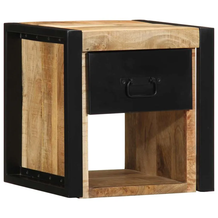 Table de chevet 40x35x40 cm bois brut massif de manguier