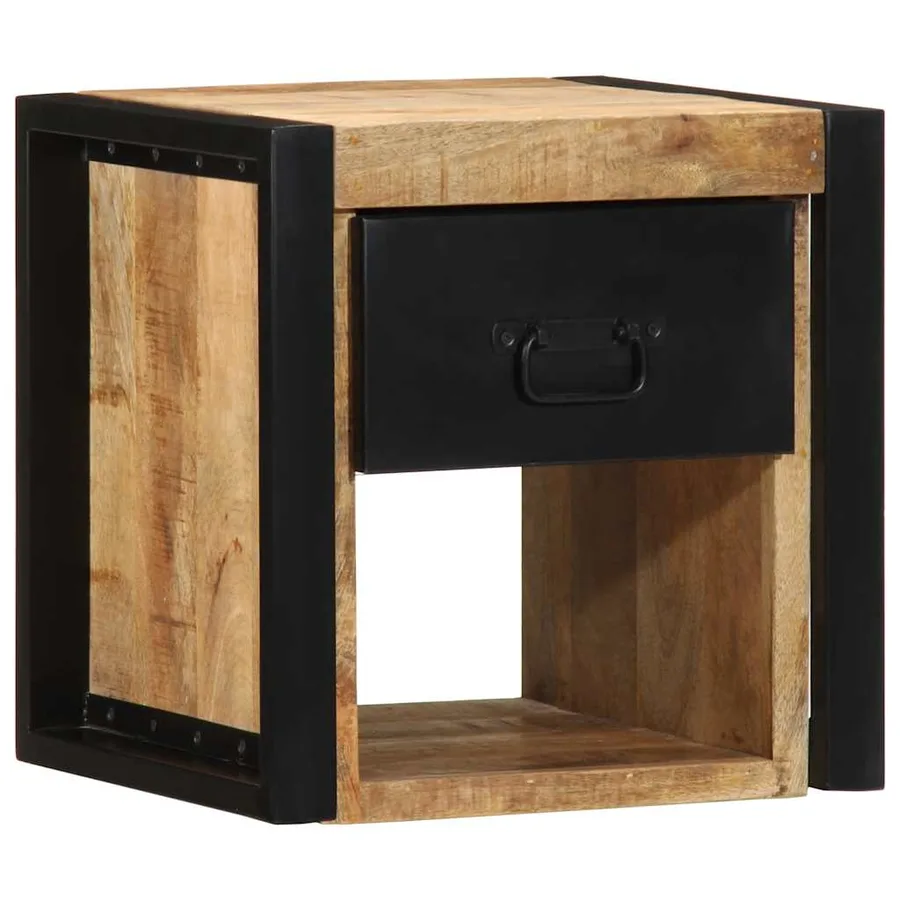Table de chevet 40x35x40 cm bois brut massif de manguier - 4