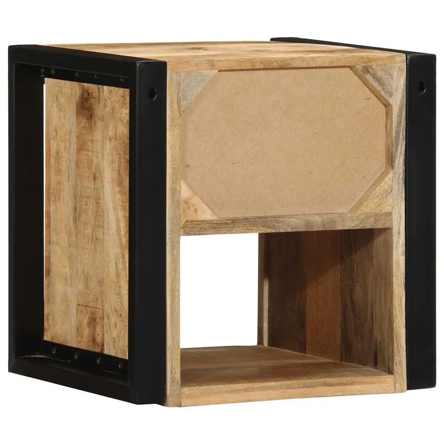 Table de chevet 40x35x40 cm bois brut massif de manguier - 7