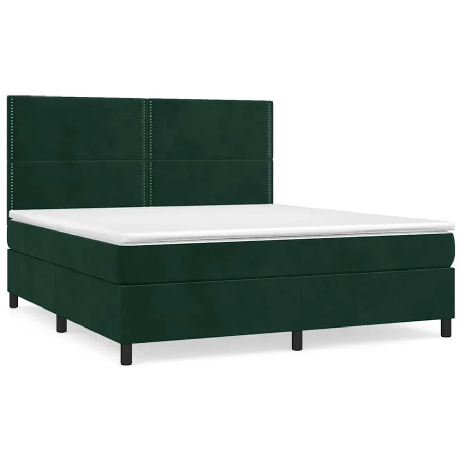 Sommier à lattes de lit et matelas Vert foncé 180x200cm Velours - 2