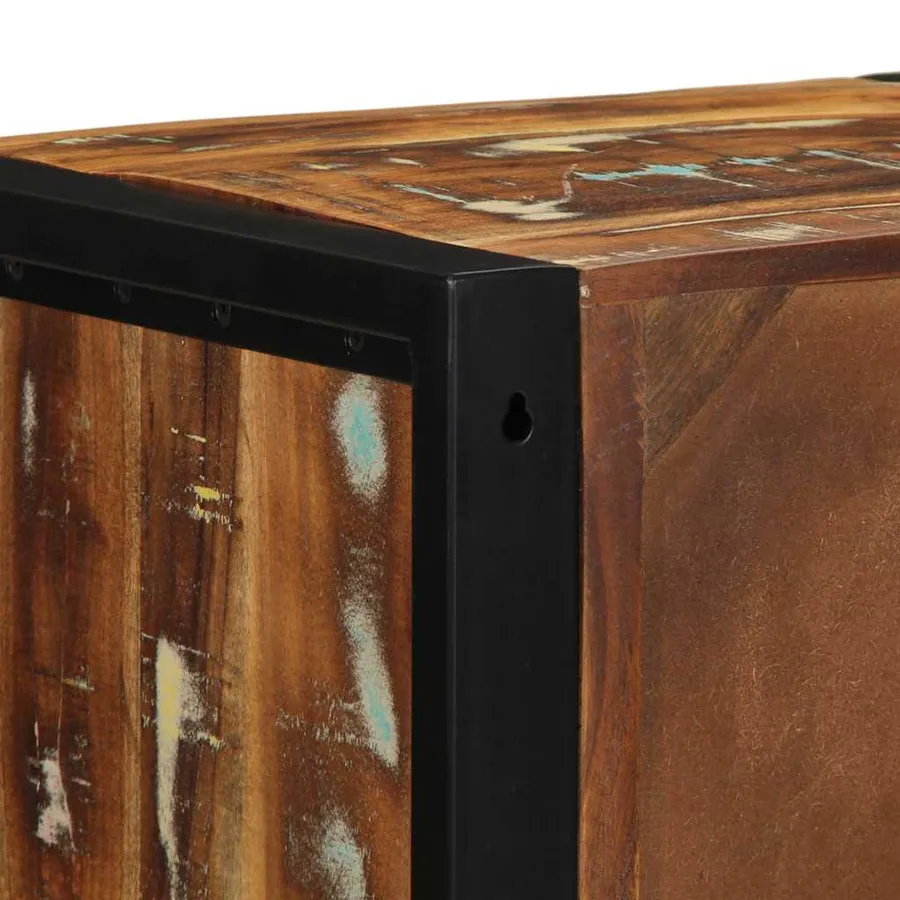 Table de chevet multicolore 40x35x40 cm bois de récupération - 11