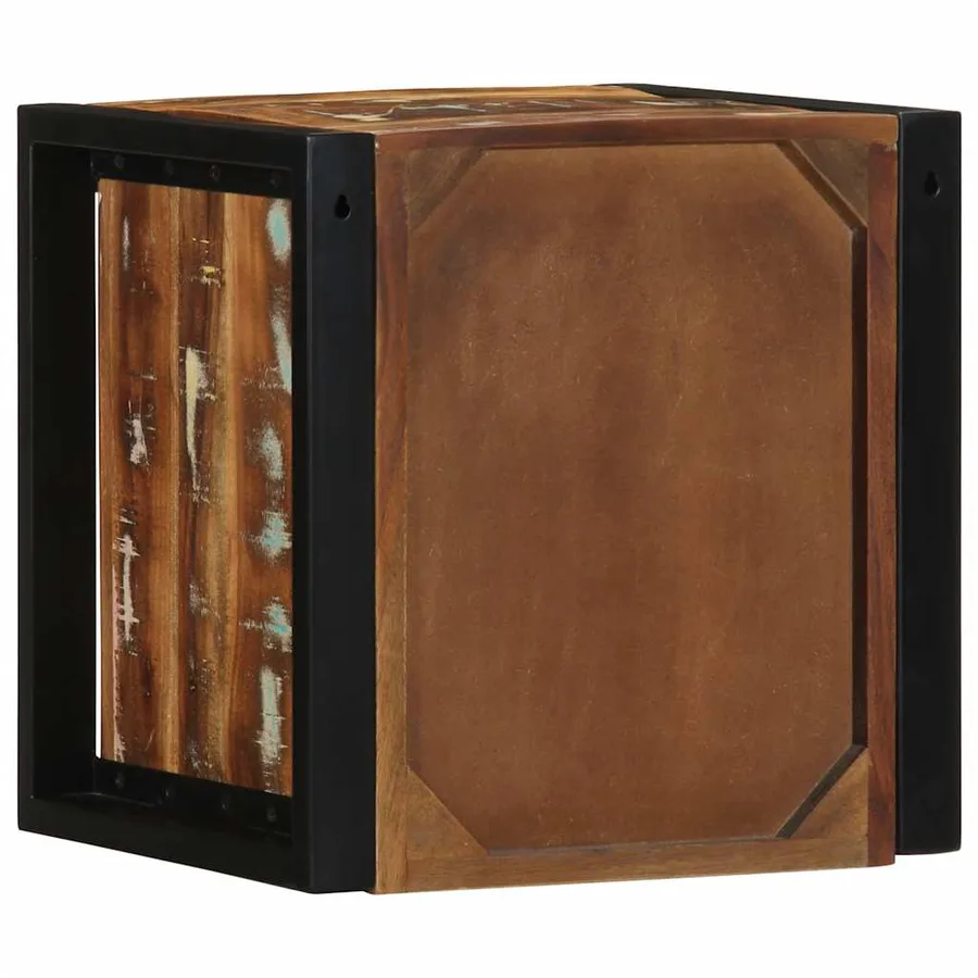 Table de chevet multicolore 40x35x40 cm bois de récupération - 7