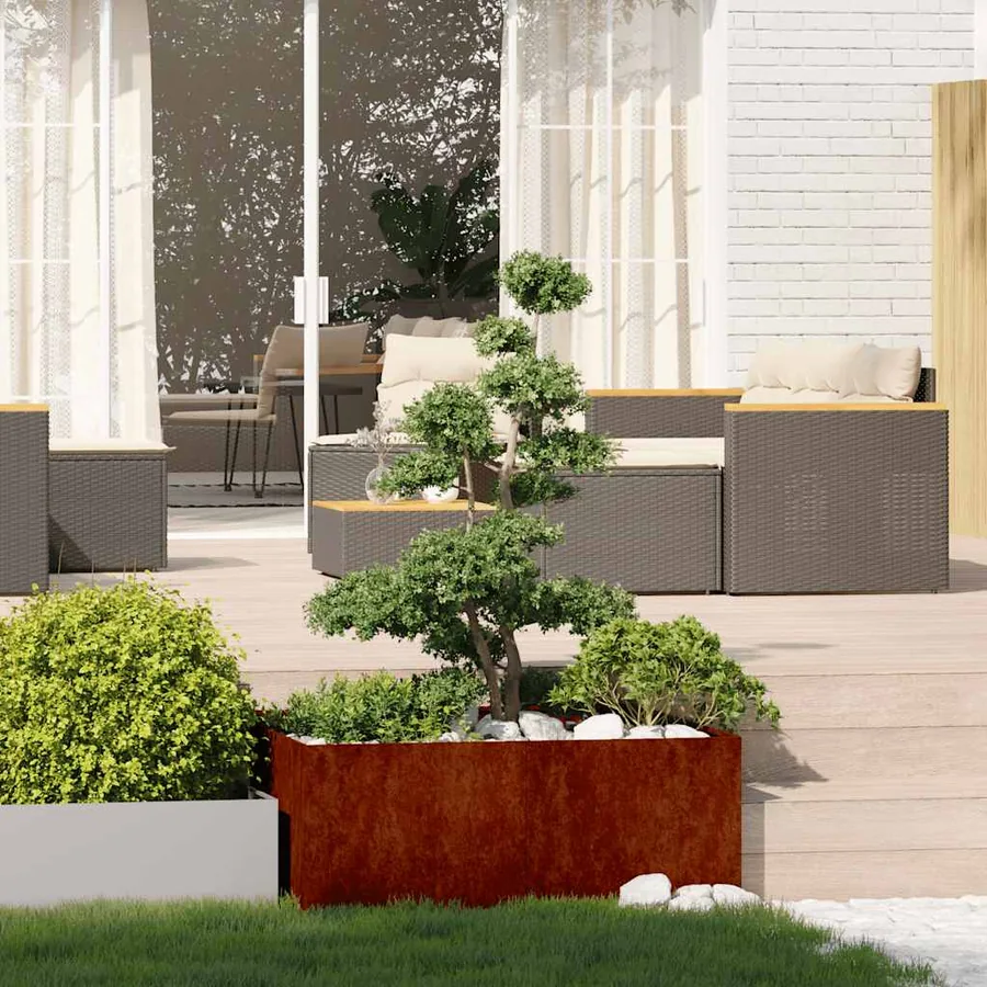 Jardinière rouillé 100x100x40 cm acier inoxydable