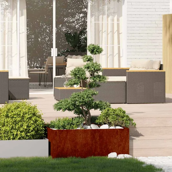 Jardinière rouillé 100x100x40 cm acier inoxydable