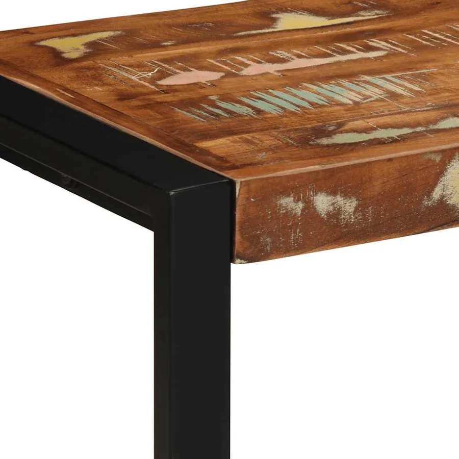 Banc multicolore 80x35x45 cm bois massif récupération - 6