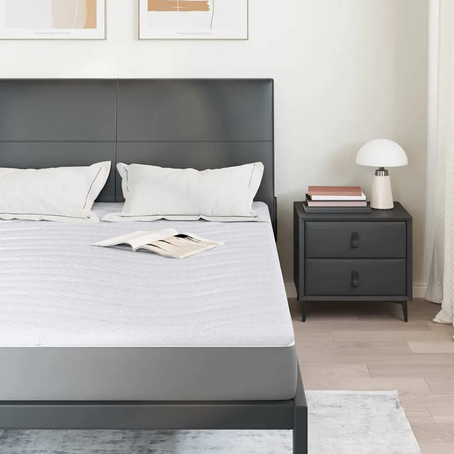 Surmatelas Blanc 160 x 200 cm Tissu en Tricot - 3