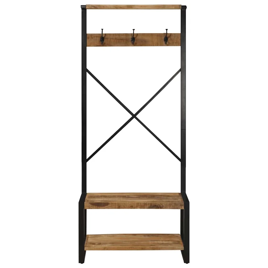 Porte-vêtements 80x40x190 cm bois de manguier massif brut - 2