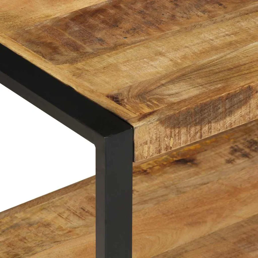 Porte-vêtements 80x40x190 cm bois de manguier massif brut - 7