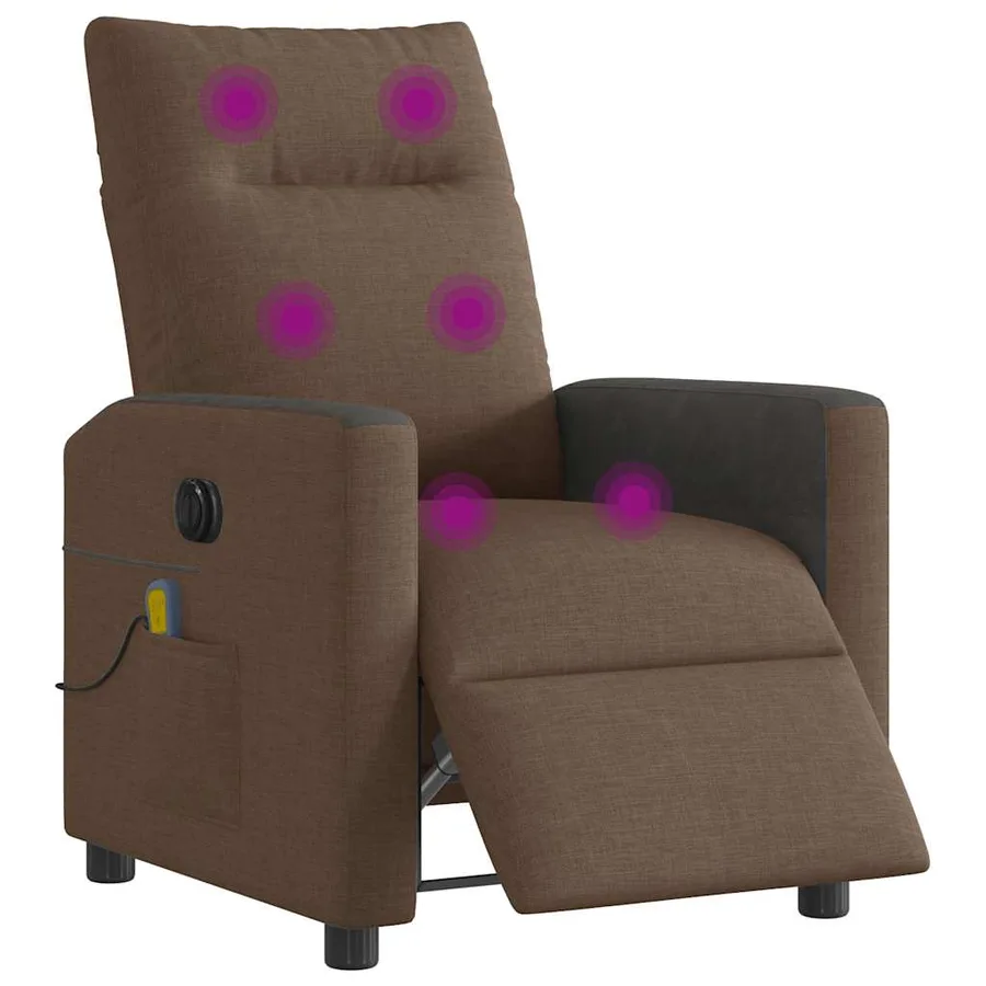 Fauteuil inclinable de massage électrique marron tissu - 3