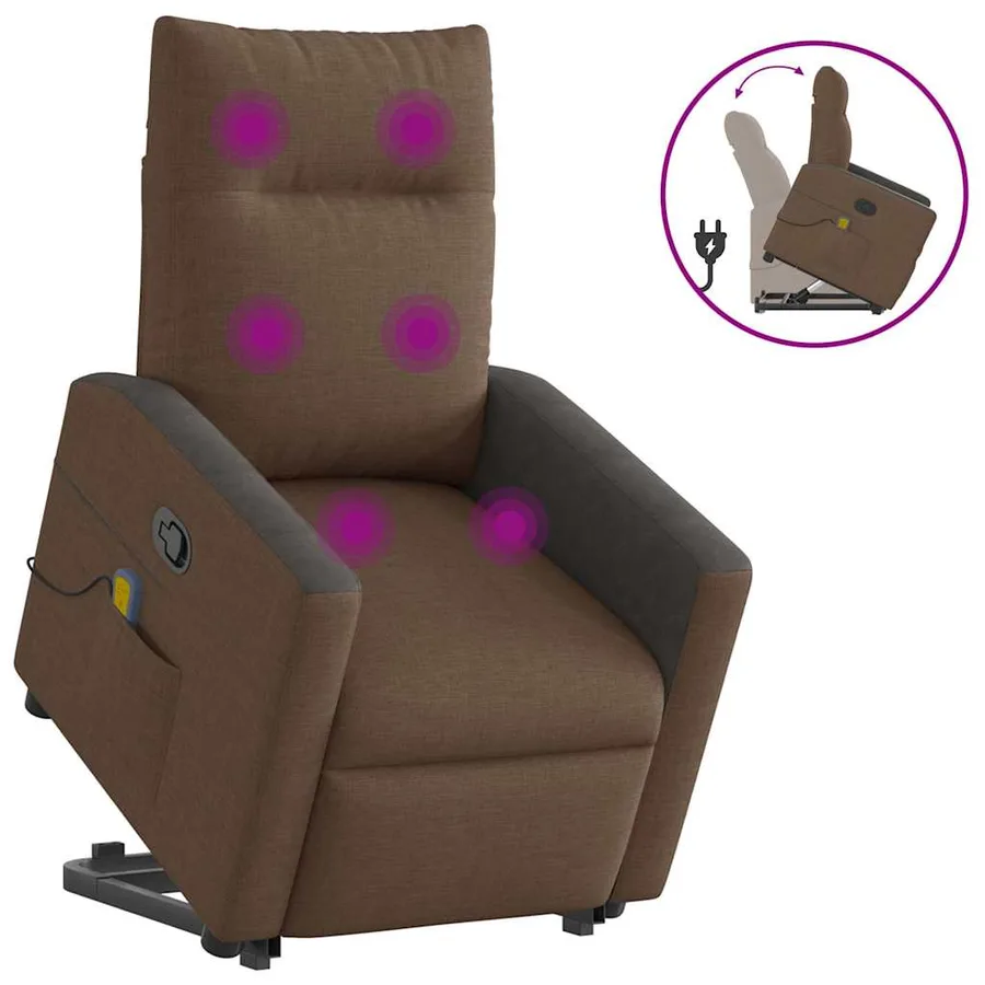 Fauteuil de massage inclinable Marron Tissu - 2