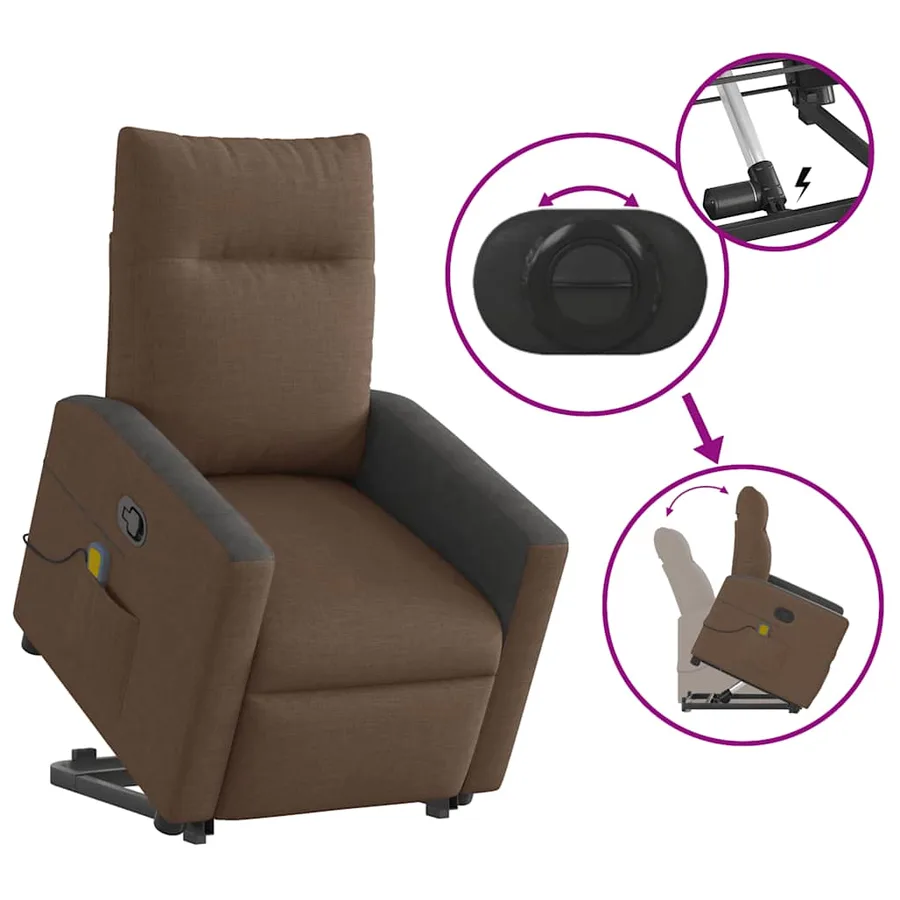 Fauteuil de massage inclinable Marron Tissu - 9