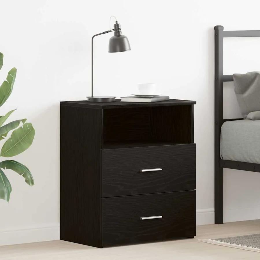 Table de nuit Chêne noir 50 x 32 x 60cm Bois d'ingénierie