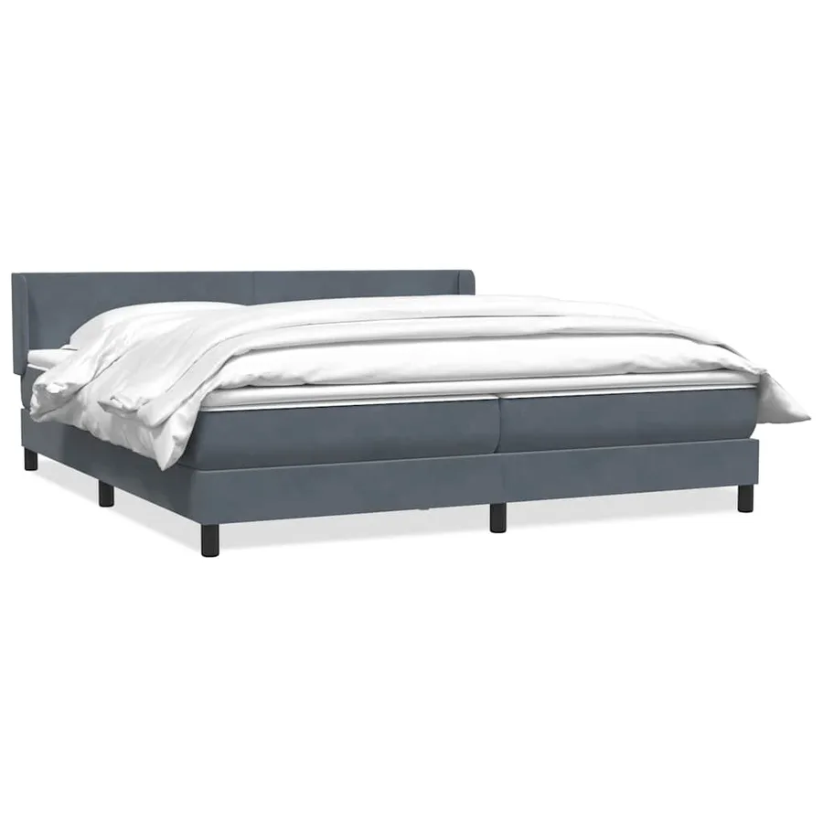 Sommier à lattes de lit et matelas gris foncé 180x220cm velours - 2