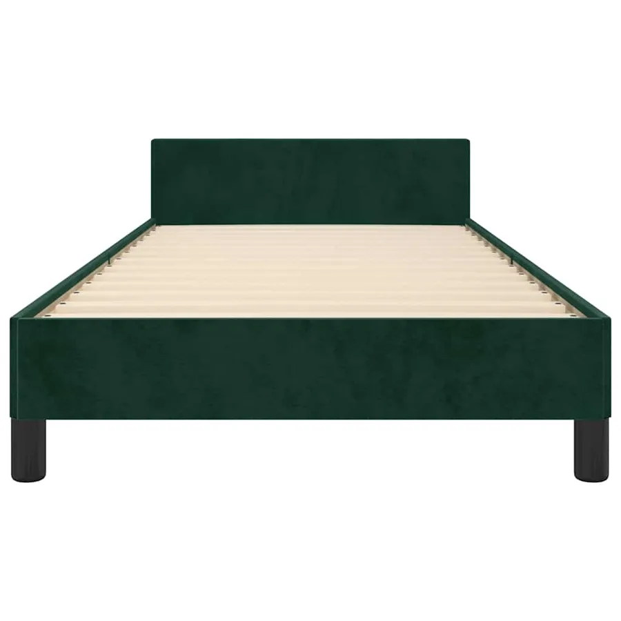 Cadre de lit sans matelas vert foncé 90x190 cm velours - 6