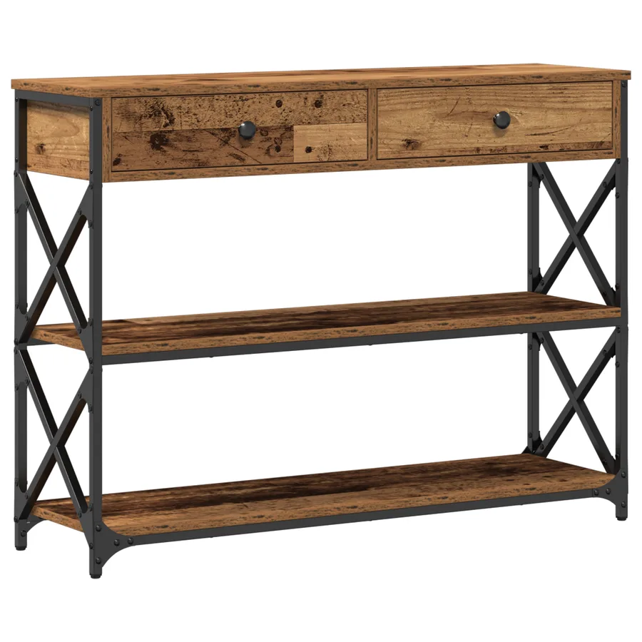 Table Console avec tiroir Bois ancien 100 x 28 x 75 cm - 2
