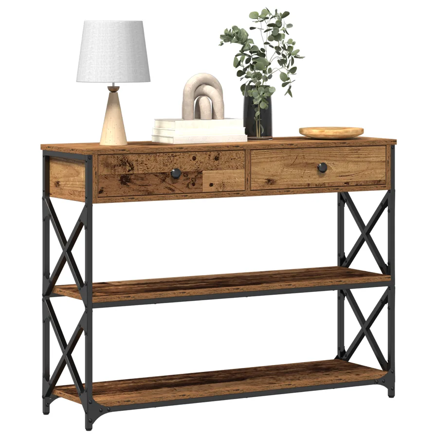 Table Console avec tiroir Bois ancien 100 x 28 x 75 cm - 3