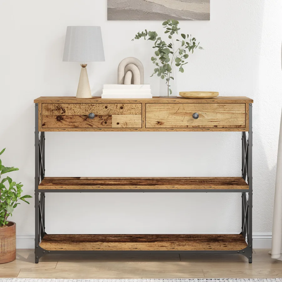 Table Console avec tiroir Bois ancien 100 x 28 x 75 cm - 4