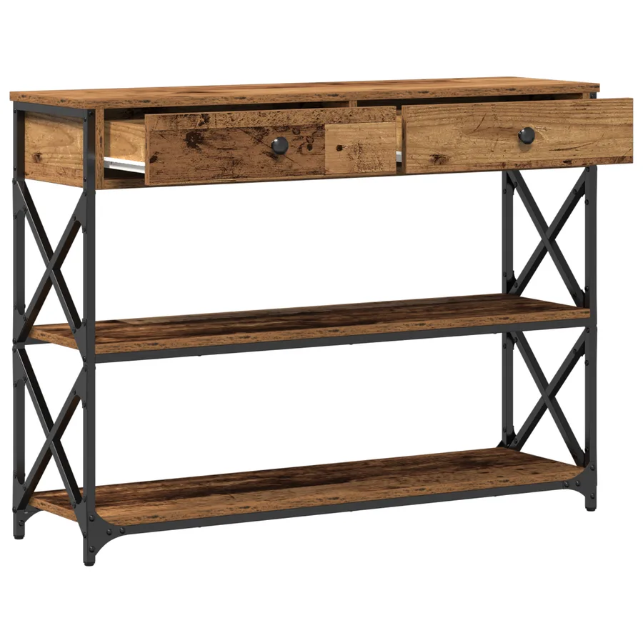 Table Console avec tiroir Bois ancien 100 x 28 x 75 cm - 5