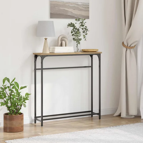 Table console Chêne artisanal 75 x 19,5 x 75 cm