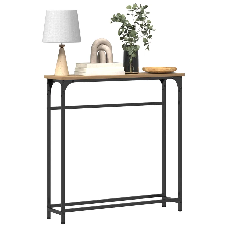 Table console Chêne artisanal 75 x 19,5 x 75 cm - 3