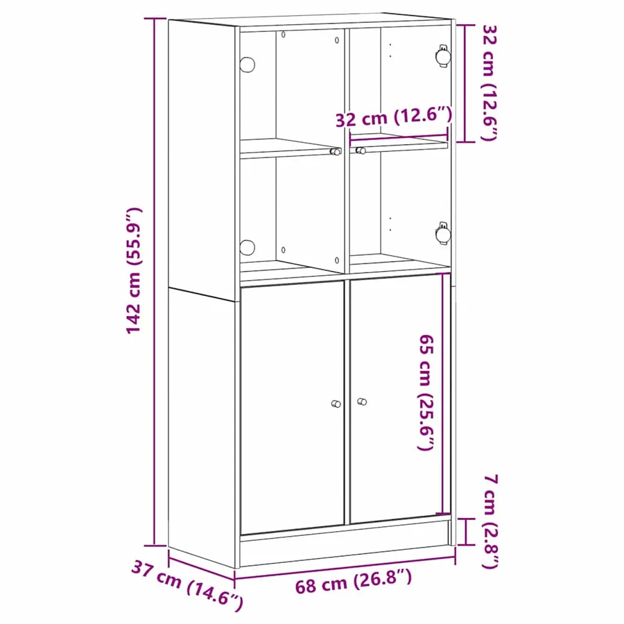 Haut Armoire Chêne noir 68 x 37 x 142 cm - 11