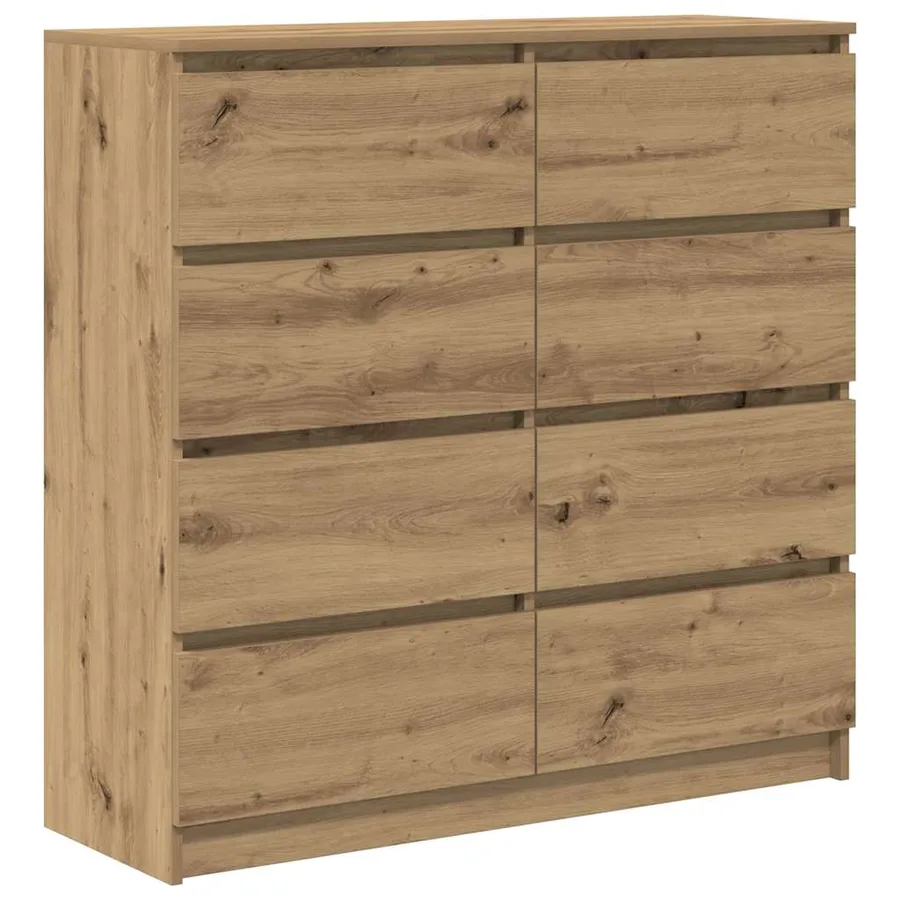 Buffet chêne artisanal 100x35x99 cm bois d'ingénierie - 2