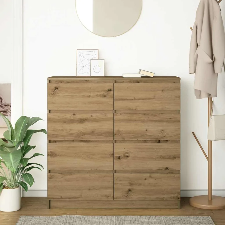 Buffet chêne artisanal 100x35x99 cm bois d'ingénierie - 3