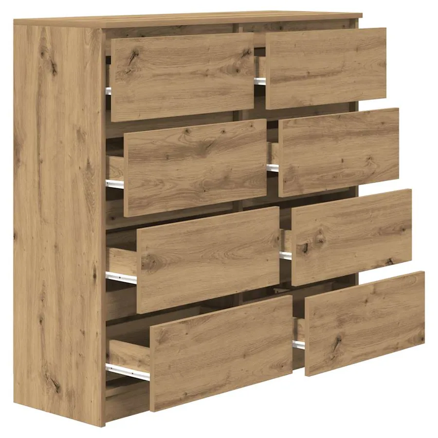 Buffet chêne artisanal 100x35x99 cm bois d'ingénierie - 5