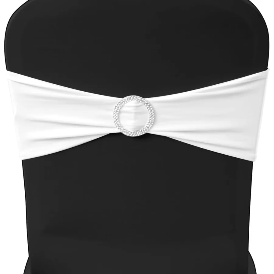 25 bandes de chaise décoratives extensibles blanches - 3