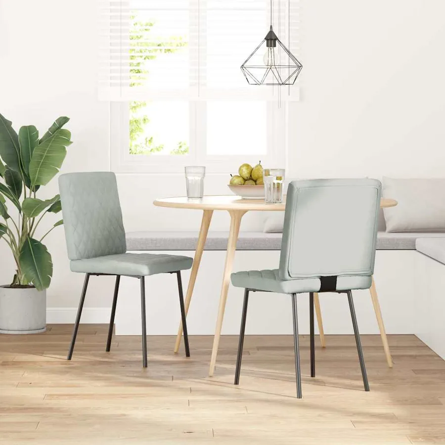 Chaises à manger lot de 2 Gris clair Velours - 2