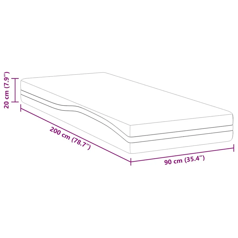 Matelas Blanc et Noir 90 x 200 cm Tissu jacquard - 11