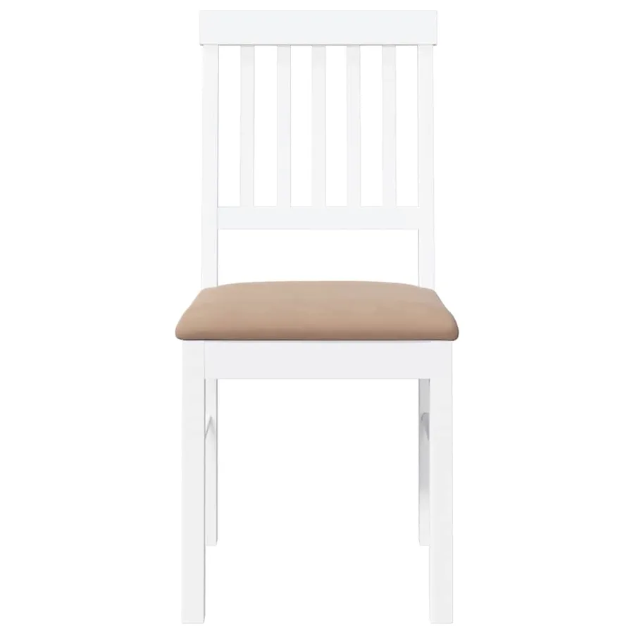 Chaises à manger coussins 2 pcs blanc bois massif caoutchouc - 5
