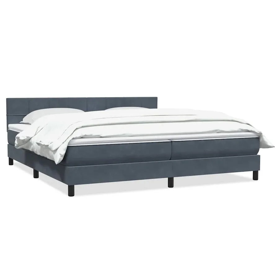 Sommier à lattes de lit et matelas gris foncé 180x220cm velours - 2