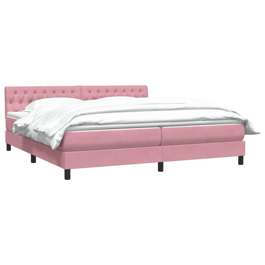 Sommier à lattes de lit avec matelas rose 180x220 cm velours - 3