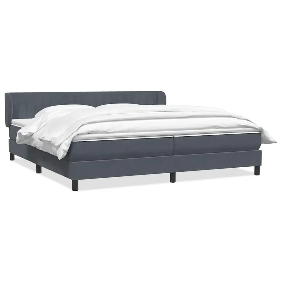 Sommier à lattes de lit et matelas gris foncé 180x220cm velours - 2