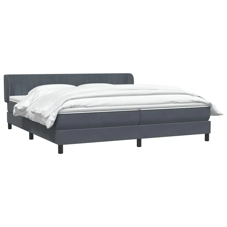 Sommier à lattes de lit et matelas gris foncé 180x220cm velours - 3