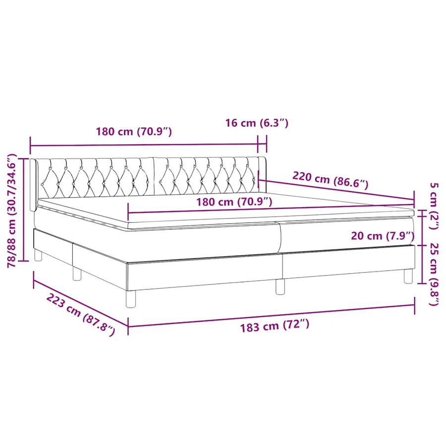 Sommier à lattes de lit avec matelas rose 180x220 cm velours - 12