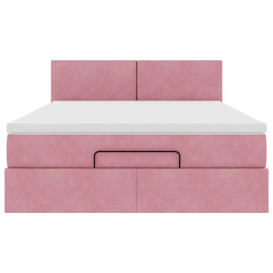 Cadre de lit ottoman avec matelas rose 140x200 cm velours - 6
